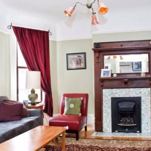 Our living room is super comfortable, and you can enjoy TV. including cable tv and dvr, as well as Roku, Netflix, Hulu, and any of your other streaming accounts.  The red chair has been replaced with another couch.  We also have an exercise elliptical machine you can use.