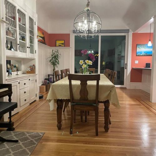 Whether it's a homemade meal from our fully-stocked kitchen, or take-out from one of the wide variety of amazing nearby restaurants, our dining table is the perfect place to kick back and enjoy.