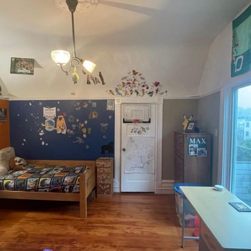 Bedroom 3 - Maxwell's bedroom. Two twin size beds. Actually, one of the twins is one mattress on top of another, so you can easily make it three twin size beds. Alternately, we have a high quality queen-size (high-in-height) Aerobed that can fit a couple that we can put in this room, if you prefer this. Lots of options!